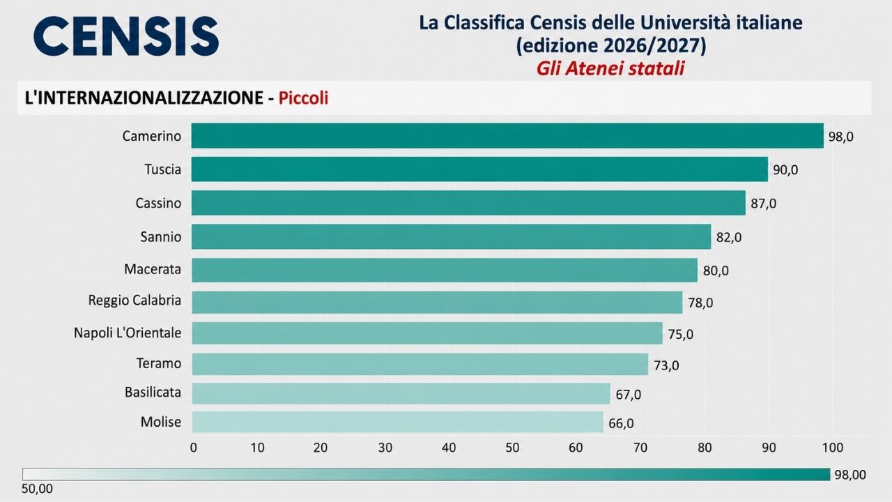 Censis 2026, l'internazionalizzazione, rappresentazione grafica